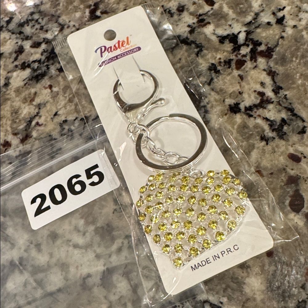 2065 Yellow Stones‎ Heart Key Ring & Bag Charm